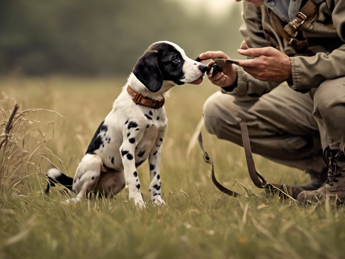 Puppy training for fieldwork in the outdoors"